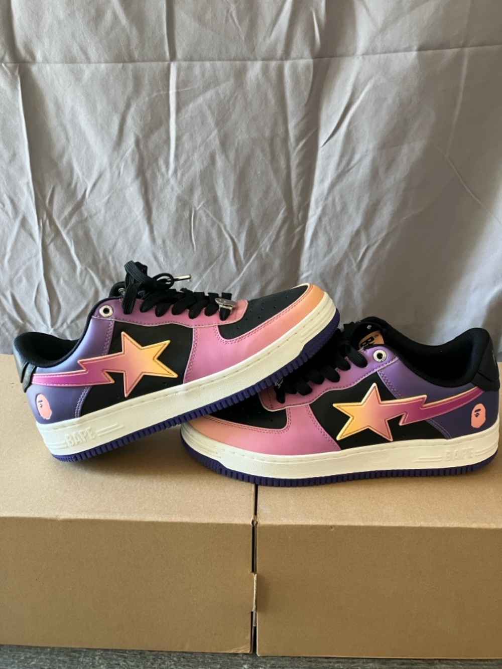 BAPE STA “Graduation” Pink, Purple & Black Star Accent Sneakers